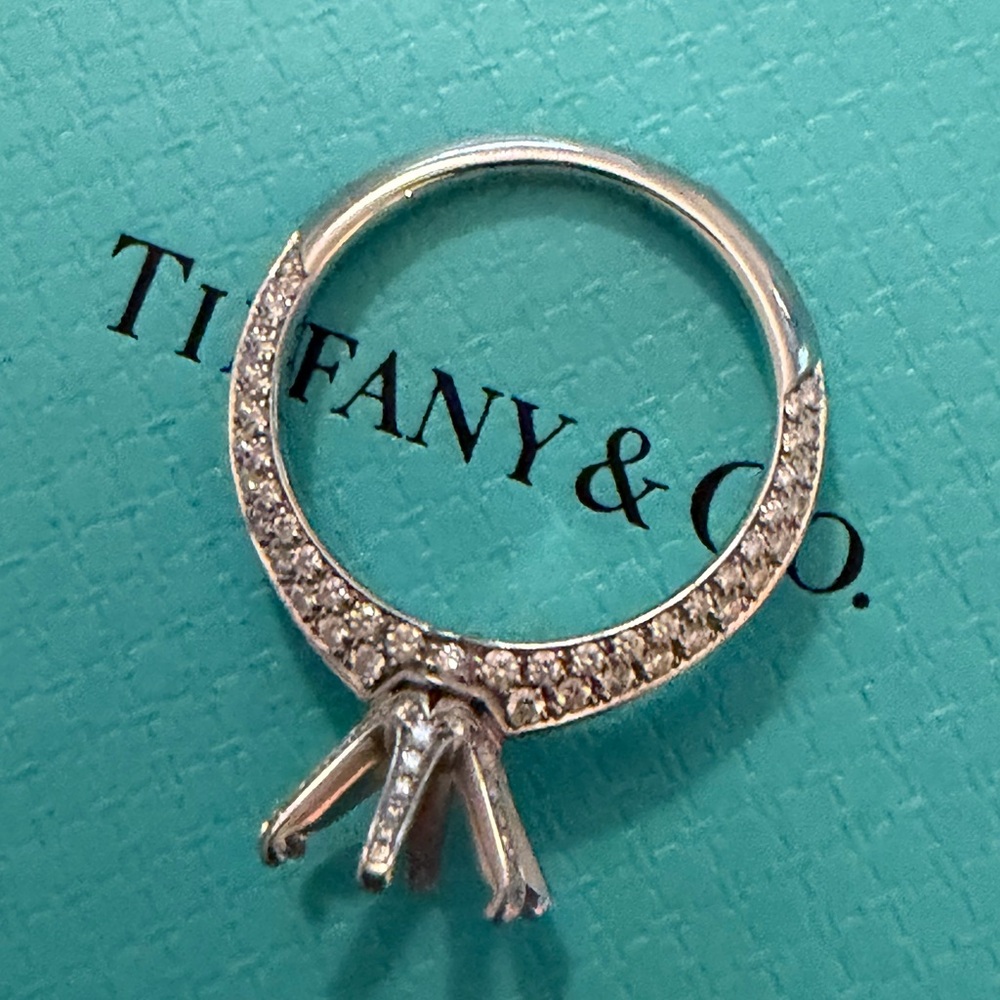 Tiffany & Co. Pavé® Setting Platinum Engagement Ring Mount (Size 5.5) - Picture 14 of 17